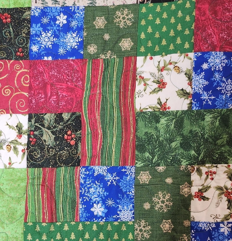 Handmade Festive Patchwork Chritsmas Holiday Quilt